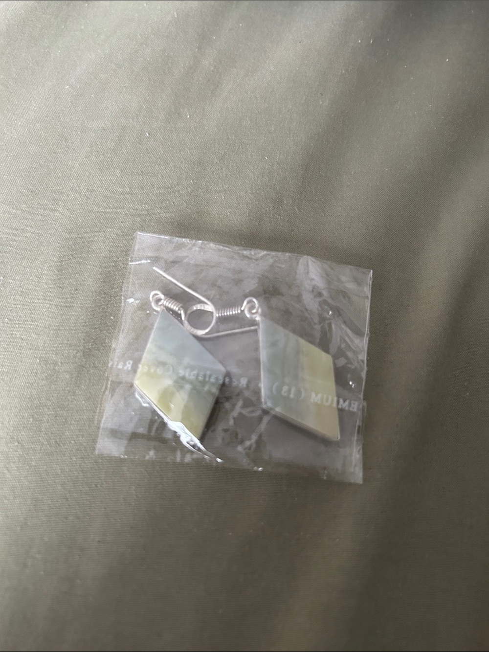 Yellow and gray natural stone earrings